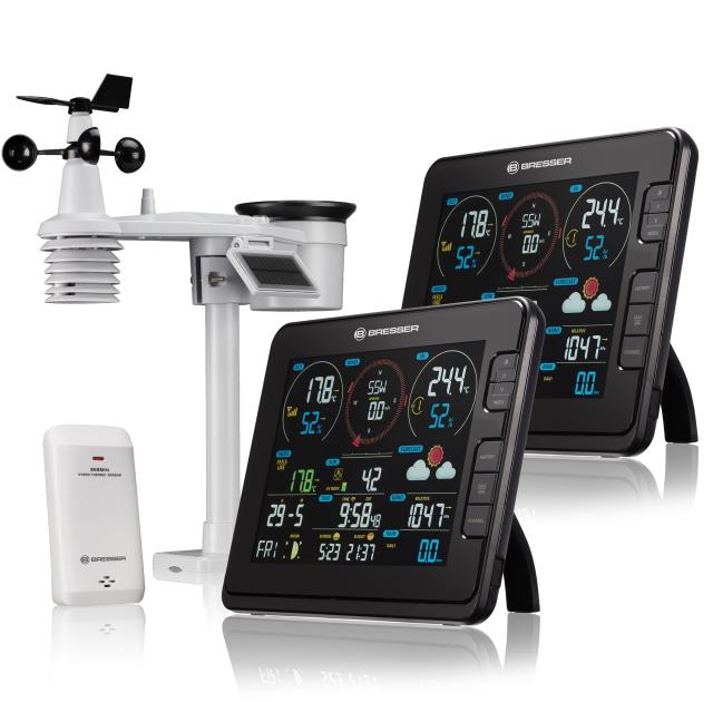 BRESSER professional 7-in-1 Wi-Fi Weather Station with additional Base Station, Light Intensity and UV Measurement Function 